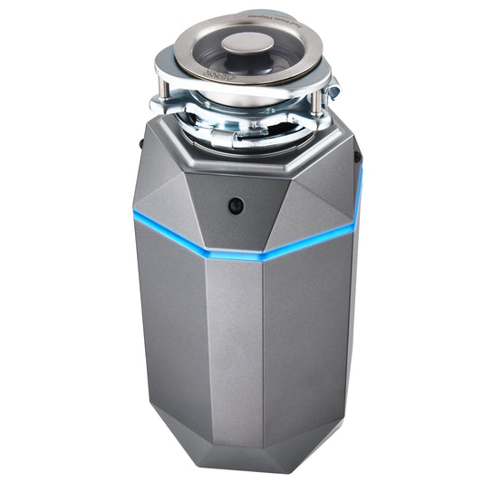 FORNO ACQUA BrightDIAMOND Black Onyx 1HP Super Quiet Garbage Disposal Corded with Motion Sensor Cabinet Light & Pre-Wired Air Switch