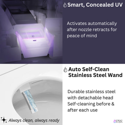 FORNO ACQUA Luxurious Super Smart Toilet. Includes Bidet, Heated Seat, Auto Flush, Auto Lid, Powerful Flush, Ideal for master bathrooms.