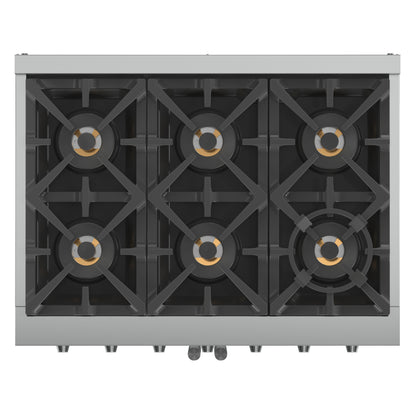 Forno Capriasca 36-Inch Freestanding French Door Gas Range, 6 Burners, Convection Oven, Energy Efficient