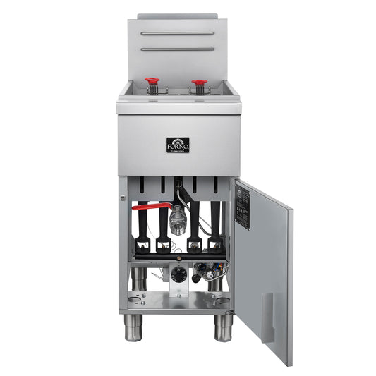Forno Commerciale Natural Gas Deep Fryer, 4 Burners 120,000 BTU, 50 lbs Oil Capacity