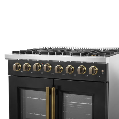 Forno Galiano 36-inch Freestanding French Door Dual Fuel Range Black