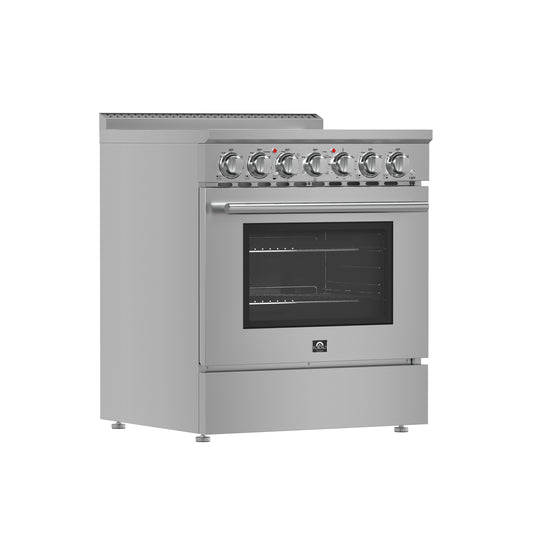 Forno Paolo 30-Inch Freestanding Electric Range, Stainless Steel, 4.38 cu.ft, True Convection Oven, Energy Efficient