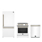 FORNO Premium 3-Piece Kitchen Bundle - Leonardo Espresso 30" White Range, 31" White Bottom Freezer Refrigerator, 24" White Built-In Dishwasher - FBDL-007-03US