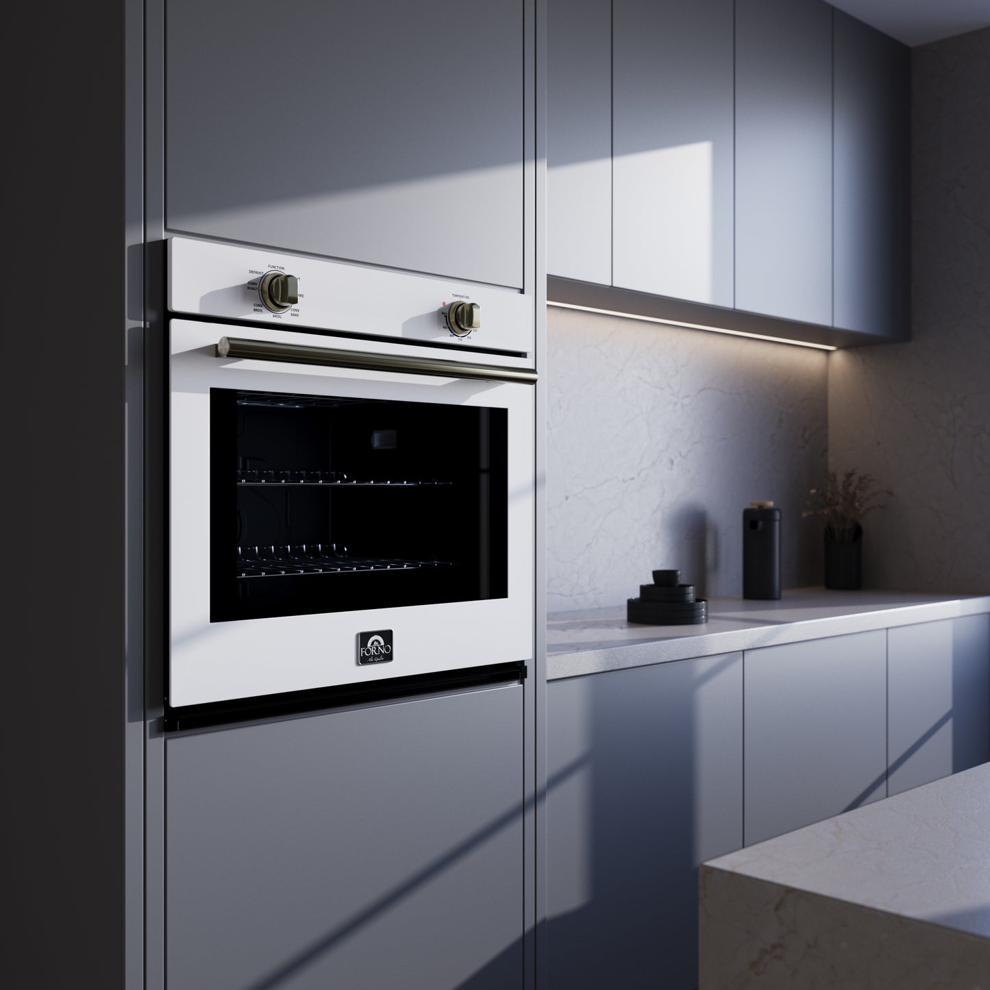 Forno Vomero 30-Inch Wall Oven, Black, 5 cu.ft Capacity, 3550 Watts Convection, Mechanical Controls, Manuel Steam Clean