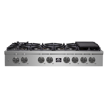 Forno Spezia Alta Qualita 48-Inch Pro-Style Gas Rangetop, Stainless Steel, 8 Sealed Burners, Continuous Cast Iron Grates, High Heat Output