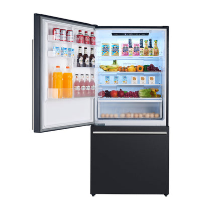 Forno Milano Espresso 31-Inch Black Bottom Freezer Refrigerator, 17.2 Cu. Ft., Energy-Efficient, No Frost, Built-In Ice Maker