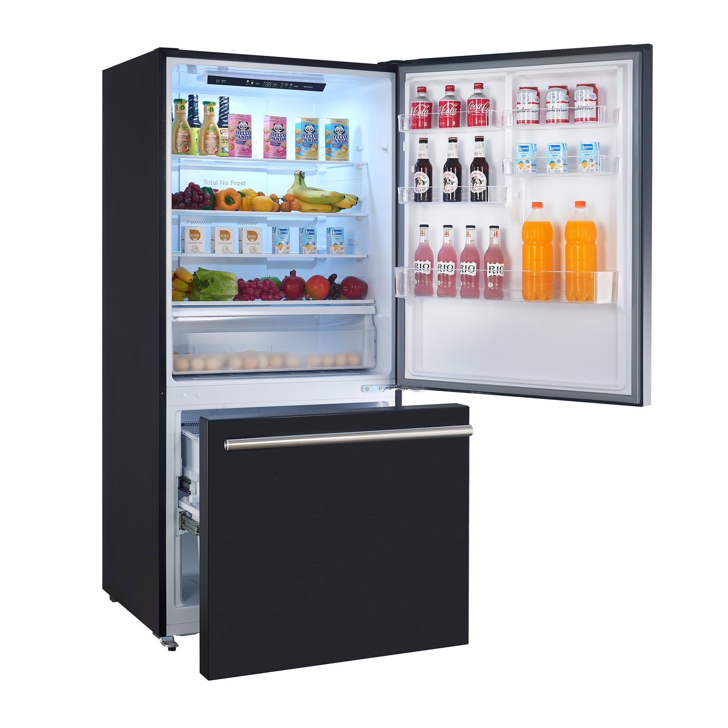 FORNO Premium 3-Piece Kitchen Bundle - Leonardo Espresso 30" Black Range, 30" Black Range Hood, 31" Black Refrigerator - FBDL-001-02CA