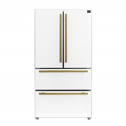 Forno Moena Espresso 36-Inch White French Door Refrigerator, 19.2 Cu. Ft., Frost-Free, Automatic Ice Maker, ENERGY STAR Certified