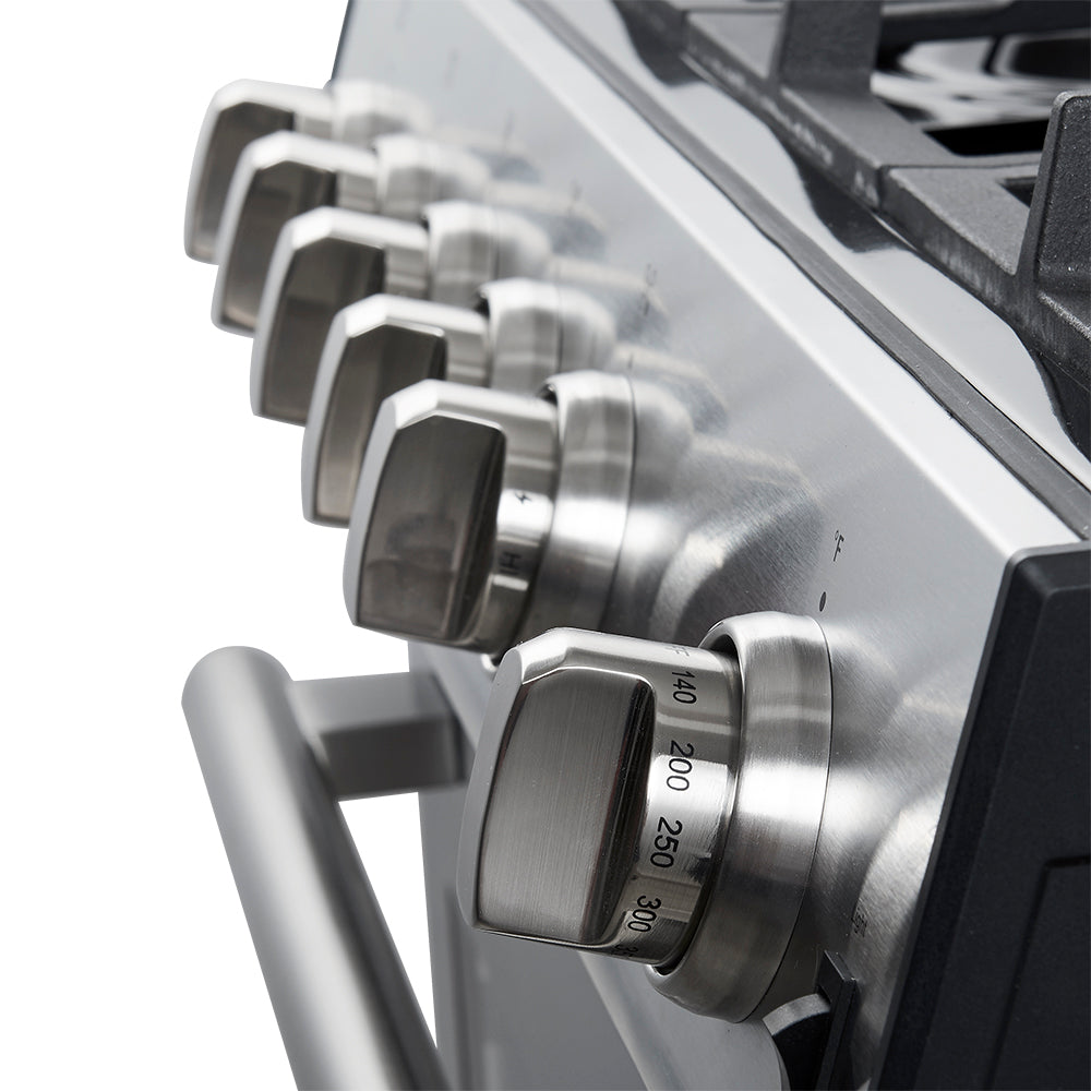 Forno Leonardo 30-Inch Stainless Steel Gas Range, 5 Sealed Burners (Totaling 39,500 BTU), 5 cu.ft. Convection Oven, Continuous Cast Iron Grates, Black Enamel Interior, Auto Re-Ignition, LP Conversion Kit Included