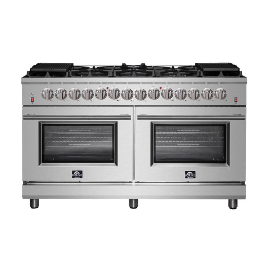 Forno Massimo 60-Inch Freestanding Dual Fuel Range, 10 Burners, Double Convection Ovens