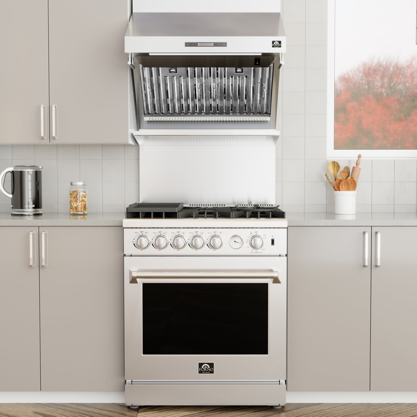 Forno Savona 30-Inch Wall Mount Range Hood, Baffle Filters, Backsplash Included