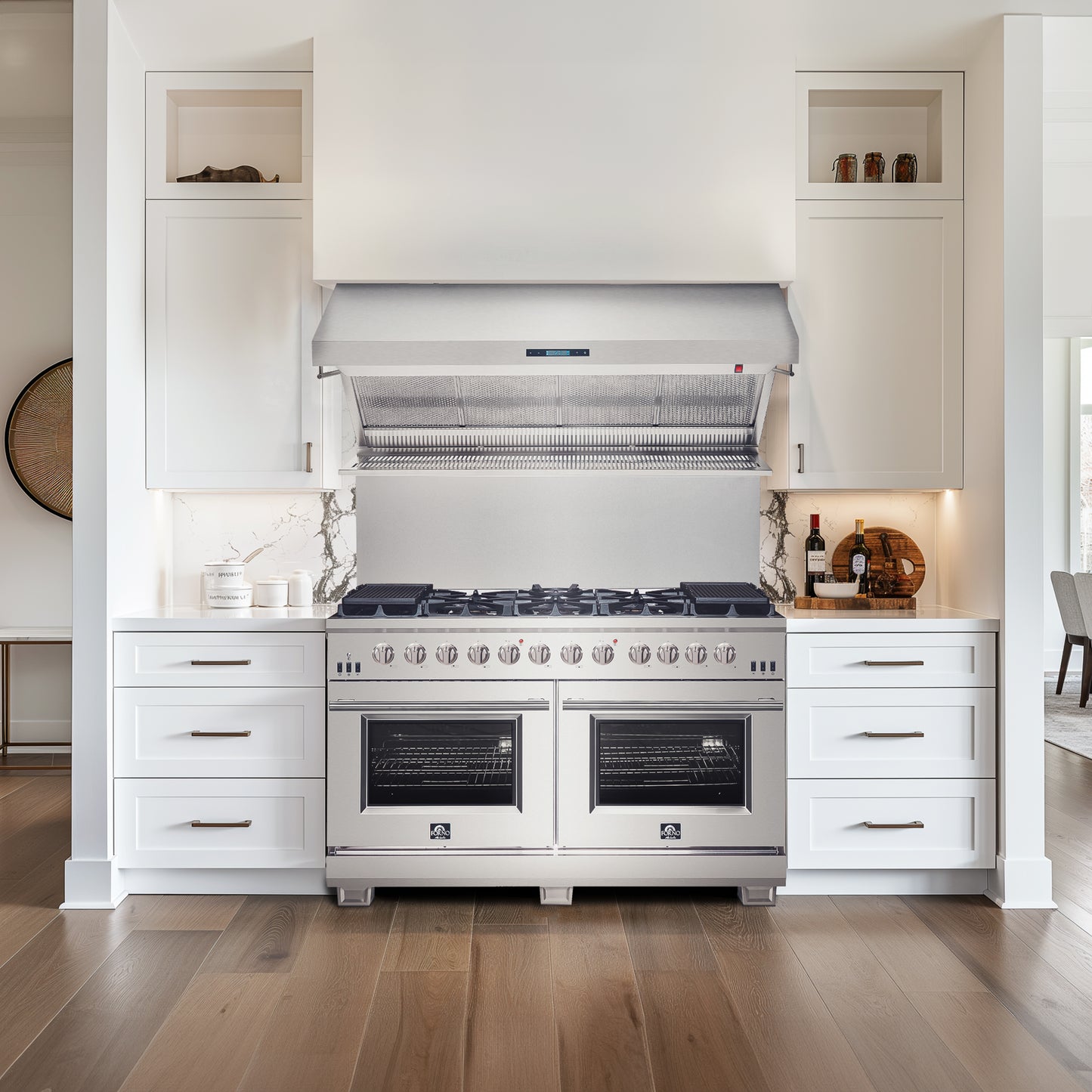 Forno Savona 60-Inch Wall Mount Range Hood, Hybrid Filters, Backsplash Included