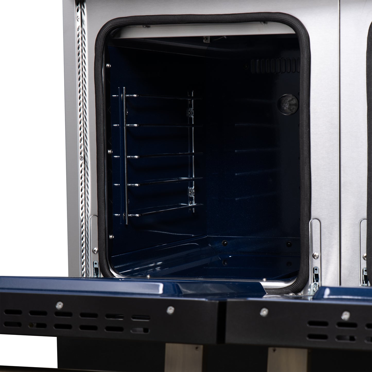 Forno Massimo 48-Inch Black Freestanding Gas Range, 8 Burners, True Convection Oven