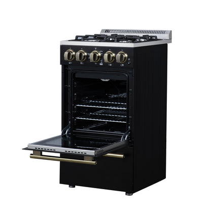 Forno Lamazze 20 Inch Freestanding Gas Range in Black, Compact Design