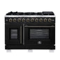 Forno Capriasca 48-Inch Black Freestanding French Door Gas Range, 8 Burners, Convection Oven, Energy Efficient