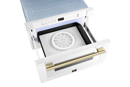 Forno Capoliveri Espresso 24-Inch Microwave Drawer, White, 1.2 cu.ft, 1500 Watts, Built-In, Touch Control LCD Display, Auto-Touch Open/Close, 11 Power Levels, Sensor Cooking