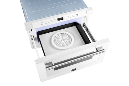 Forno Capoliveri Espresso 24-Inch Microwave Drawer, White, 1.2 cu.ft, 1500 Watts, Built-In, Touch Control LCD Display, Auto-Touch Open/Close, 11 Power Levels, Sensor Cooking