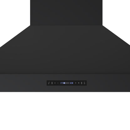 Forno Venezia 48 Inch Wall-Mounted Range Hood in Black with Antique Brass Accessories, Touch Controls and Baffle Filters