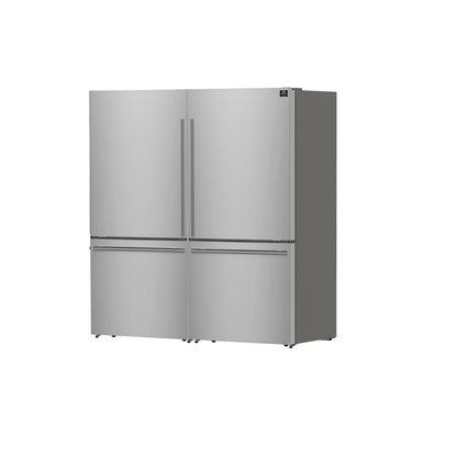 Forno Milano 2-Piece 62-Inch Freestanding Dual Bottom Freezer Refrigerator, Stainless Steel – 34.4 cu.ft, Touch Control, Ice Maker