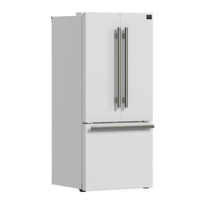 Forno Gallipoli Espresso 30-Inch White French Door Refrigerator, Bottom Freezer, 17.5 Cu. Ft., No Frost, Ice Maker