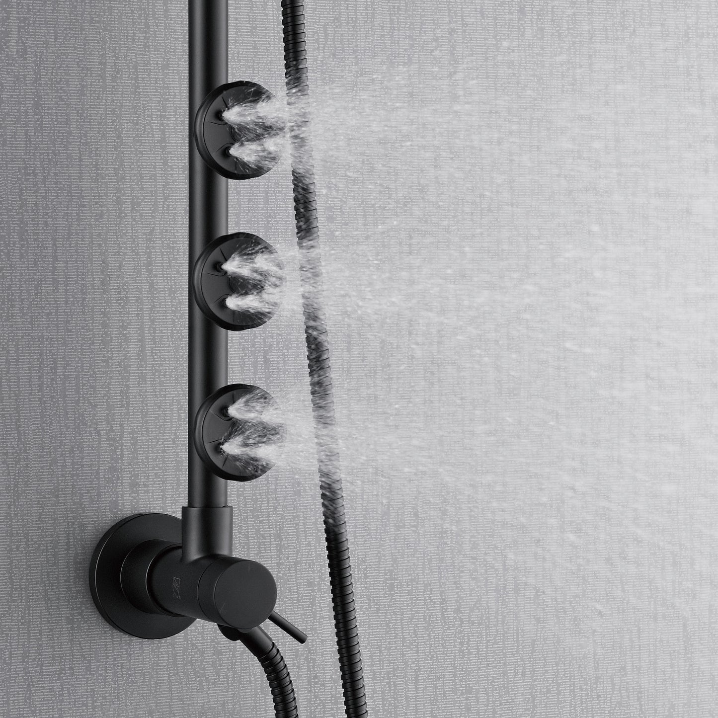 Forno Acqua AcquaSPA Retrofit Shower, Overhead Rainfall, 8 Inch Shower Head, Handheld Shower Head, Body Jets, 6 Way Diverter, Matte Black Finish, 2.5 GPM Flow Rate