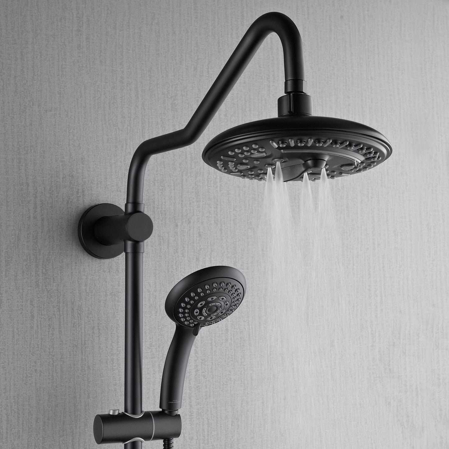 Forno Acqua AcquaSPA Retrofit Shower, Overhead Rainfall, 8 Inch Shower Head, Handheld Shower Head, Body Jets, 6 Way Diverter, Matte Black Finish, 2.5 GPM Flow Rate