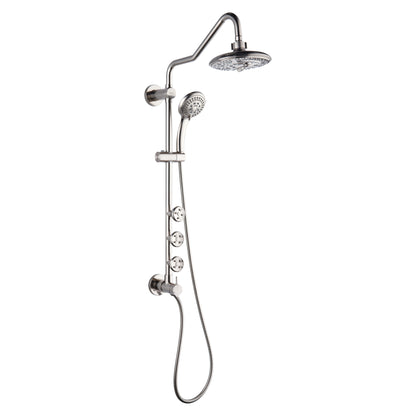 Forno Acqua AcquaSPA Retrofit Shower, Overhead Rainfall, 8 Inch Shower Head, Handheld Shower Head, Body Jets, 6 Way Diverter, Brushed Nickel Finish, 2.5 GPM Flow Rate
