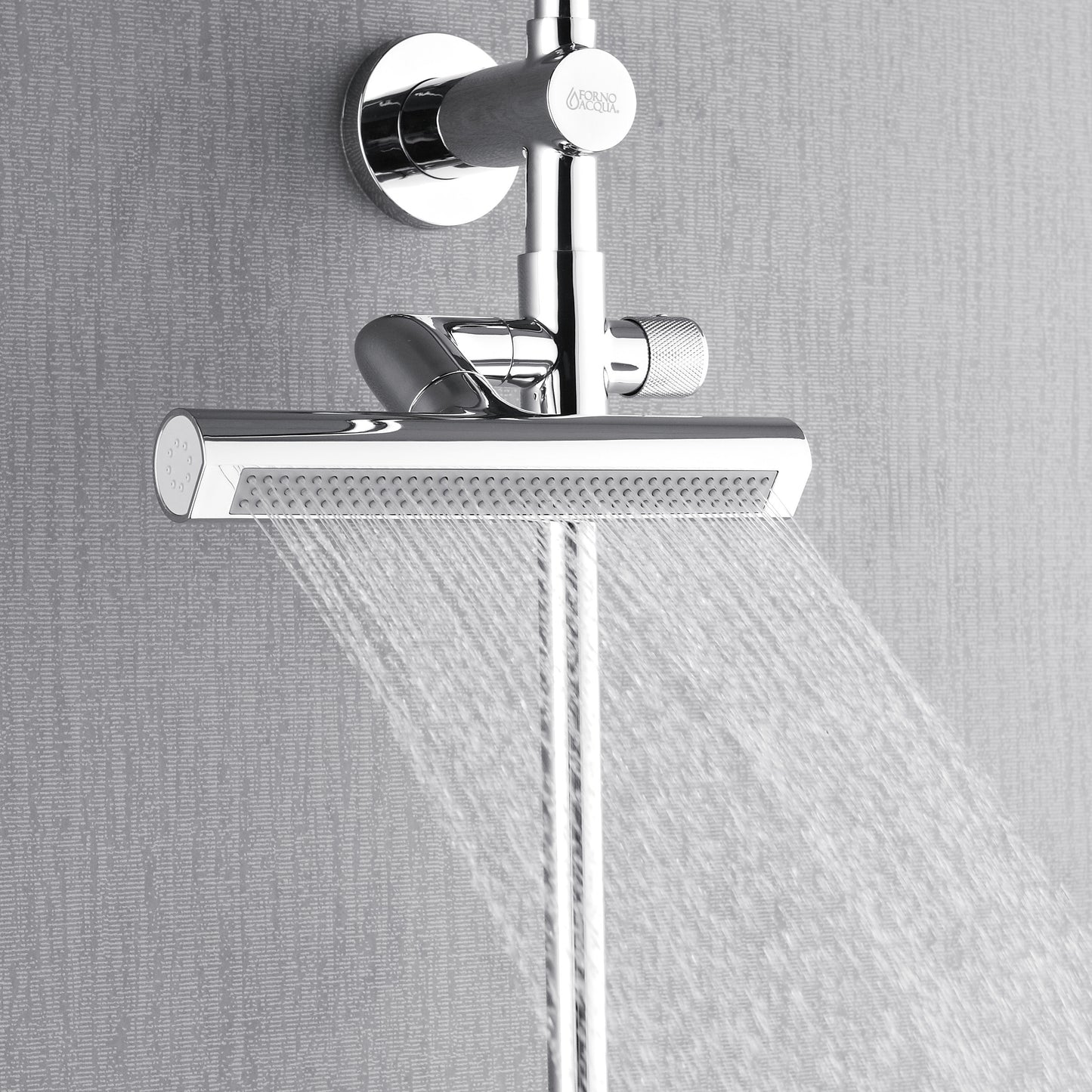 Forno Acqua AcquaFALL Shower, Polished Stainless Steel Finish, Overhead Rainfall Shower, Handheld Shower Head, Body Jets, 2.5 GPM Flow Rate