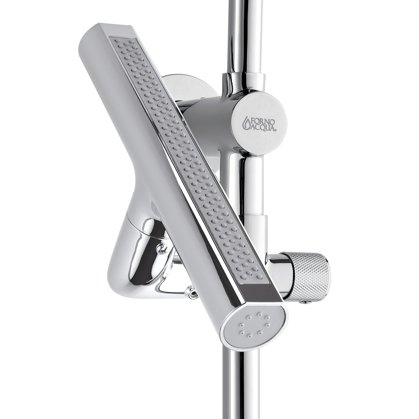 Forno Acqua AcquaFALL Shower, Polished Stainless Steel Finish, Overhead Rainfall Shower, 7 Way Diverter, Handheld Shower Head, Body Jets, 1.8 GPM Flow Rate