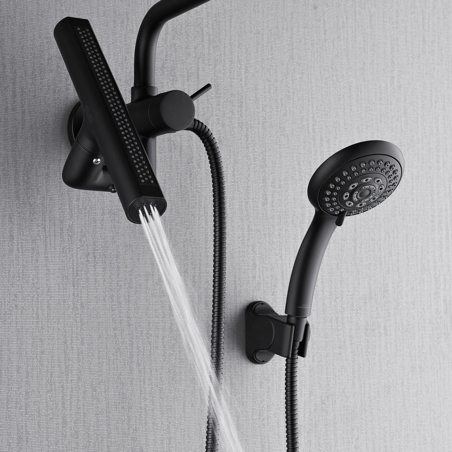 Forno Acqua AcquaFALL Mini 8 Inch Shower Head, Matte Black Finish, Overhead Rainfall Shower, Handheld Shower Head, Body Jets, 1.8 GPM Flow Rate