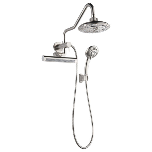 Forno Acqua AcquaFALL Mini 8 Inch Shower Head, Brushed Nickel Finish, Overhead Rainfall Shower, Handheld Shower Head, Body Jets, 1.8 GPM Flow Rate