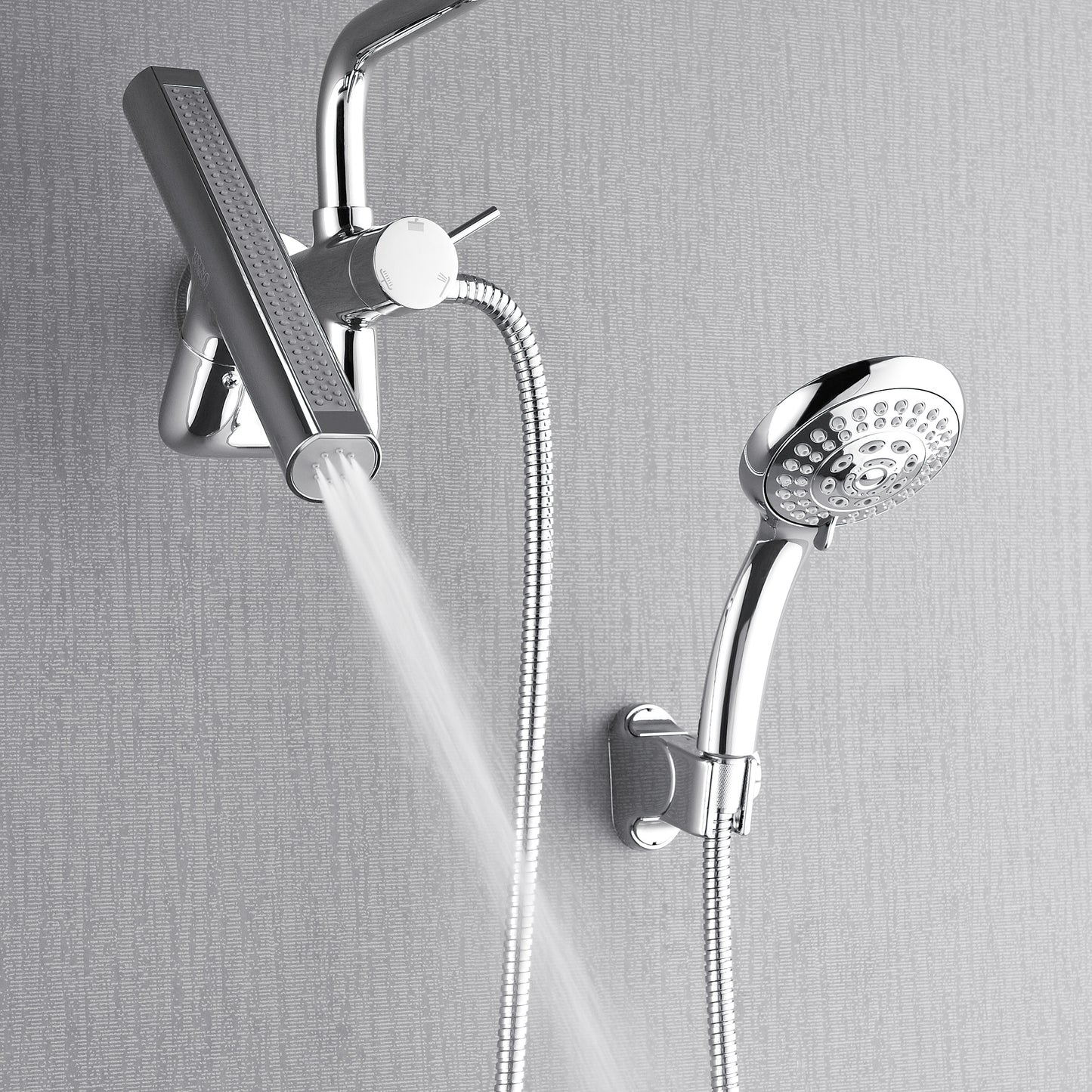 Forno Acqua AcquaFALL Mini 8 Inch Shower Head, Polished Stainless Steel Finish, Overhead Rainfall Shower, Handheld Shower Head, Body Jets, 2.5 GPM Flow Rate