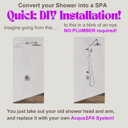 Forno Acqua AcquaSPA Retrofit Shower, Overhead Rainfall, 8 Inch Shower Head, Handheld Shower Head, Body Jets, 6 Way Diverter, Brushed Nickel Finish, 2.5 GPM Flow Rate