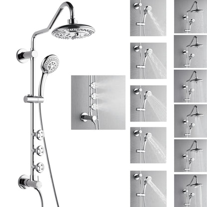 Forno Acqua AcquaSPA Retrofit Shower, Overhead Rainfall, 8 Inch Shower Head, Handheld Shower Head, Body Jets, 6 Way Diverter, Polished Stainless Steel Finish, 1.8 GPM Flow Rate