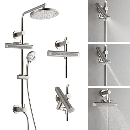 Forno Acqua AcquaFALL Shower, Brushed Nickel Finish, Overhead Rainfall Shower, Handheld Shower Head, Body Jets, 1.8 GPM Flow Rate