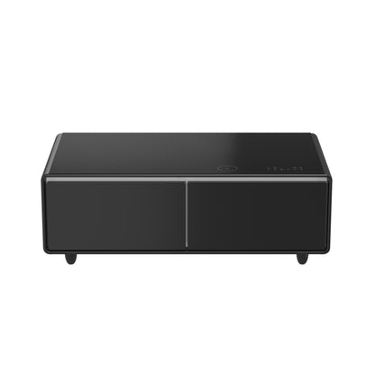 Forno Evoluto Tavolo 51-Inch Black Smart Coffee Table – Dual Refrigerator Drawers, Bluetooth 5.0 Audio, Wireless Charging & RGB Ambient Light