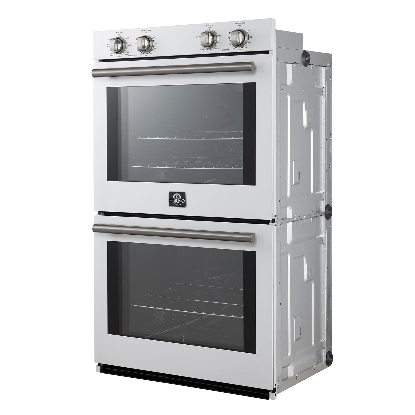 Forno Vomero 30-Inch Double Wall Oven, White, 10 cu.ft Total Capacity, 7100W Convection, Mechanical Controls, Manuel Steam Clean