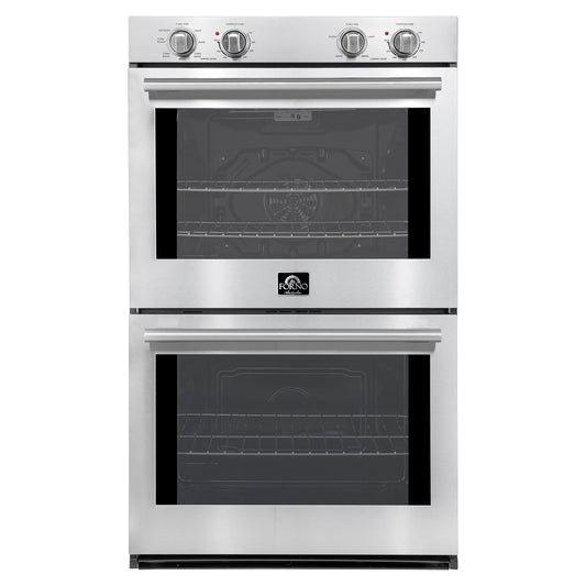 Forno Vomero 30-Inch Double Wall Oven, Stainless Steel, 10 cu.ft Total Capacity, 7100W Convection, Mechanical Controls, Self-Cleaning Function