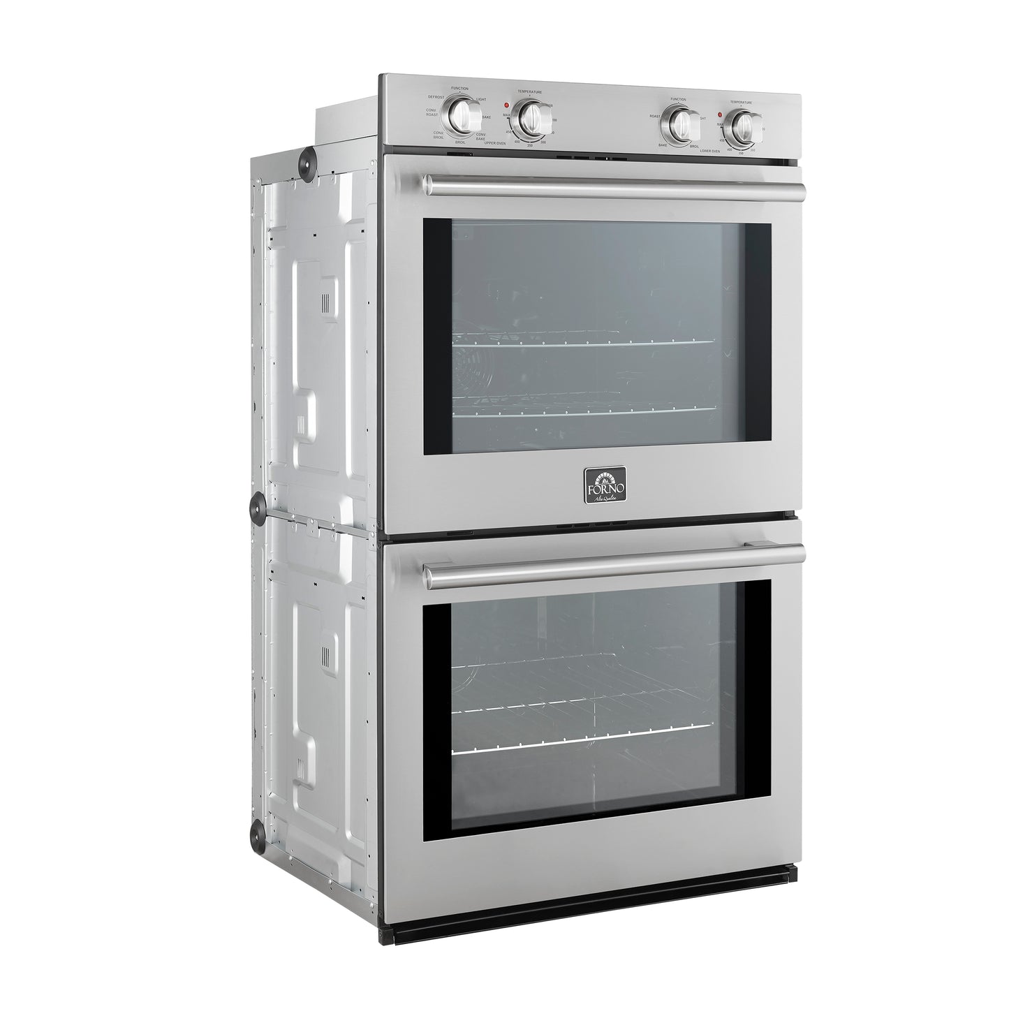 Forno Vomero 30-Inch Double Wall Oven, Stainless Steel, 10 cu.ft Total Capacity, 7100W Convection, Mechanical Controls, Self-Cleaning Function