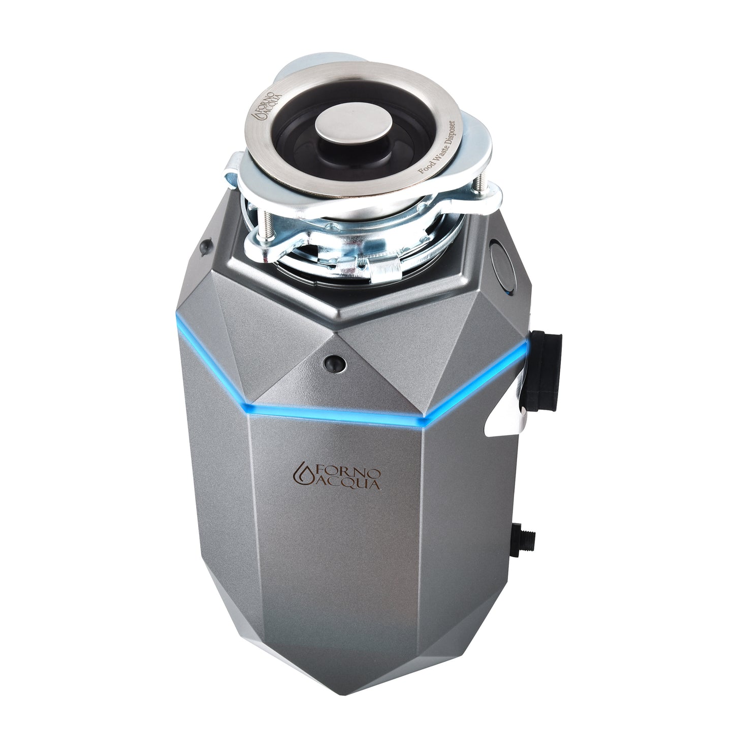 FORNO ACQUA BrightDIAMOND Black Onyx 3/4HP Super Quiet Garbage Disposal Corded with Motion Sensor Cabinet Light & Pre-Wired Air Switch