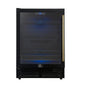 Forno Frescolino 24 Inch Beverage Cooler, Black with Antique Brass Handles, with LED Lighting, Triple Glass Door, 188 Can Capacity, Built-In or Freestanding